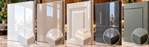 مقایسه ظاهری نمونه دربهای کابینت با سطوح براق، قابدار و مات